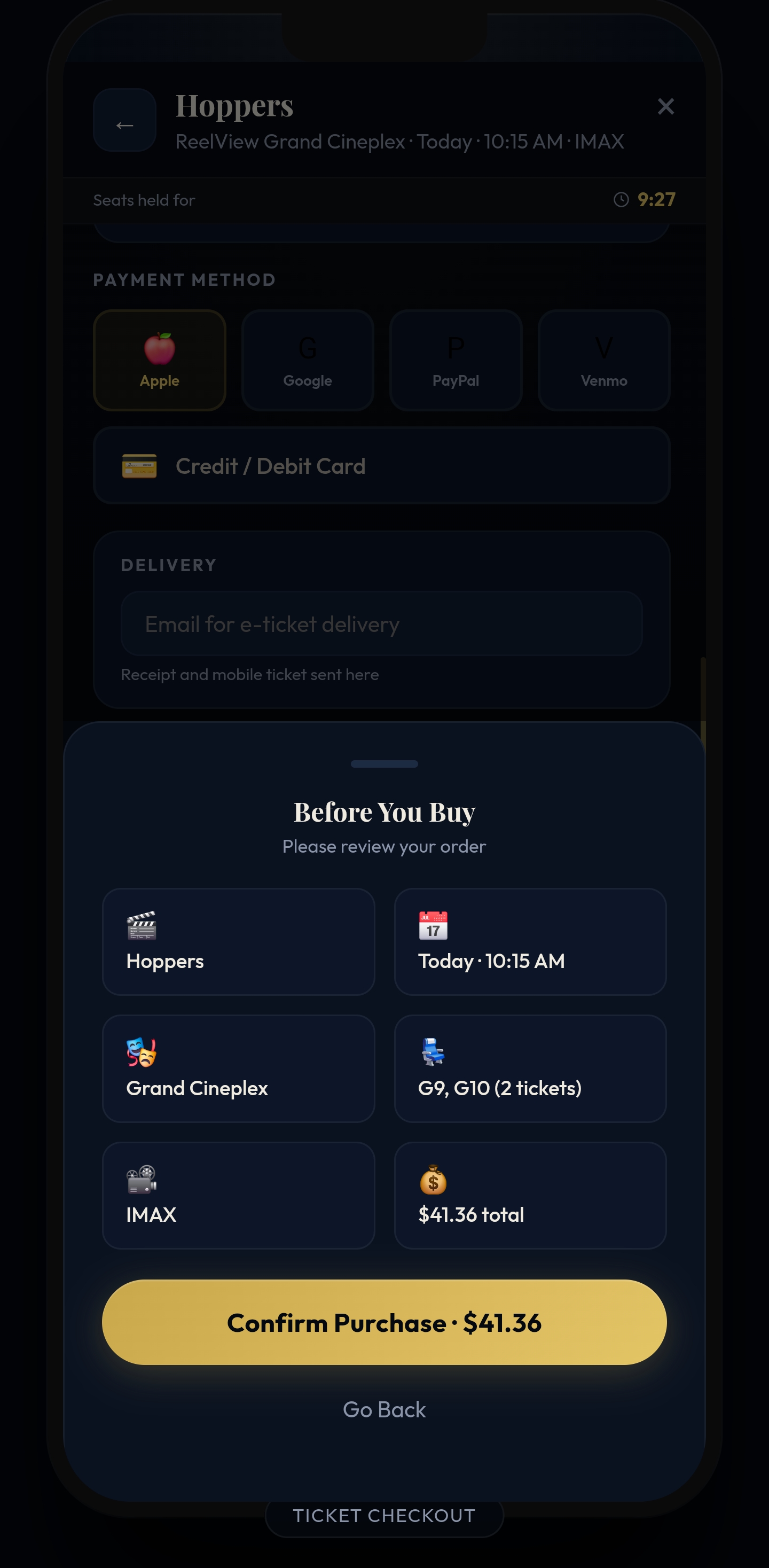 Dual navigation — Shared seat reservation and checkout flow 5