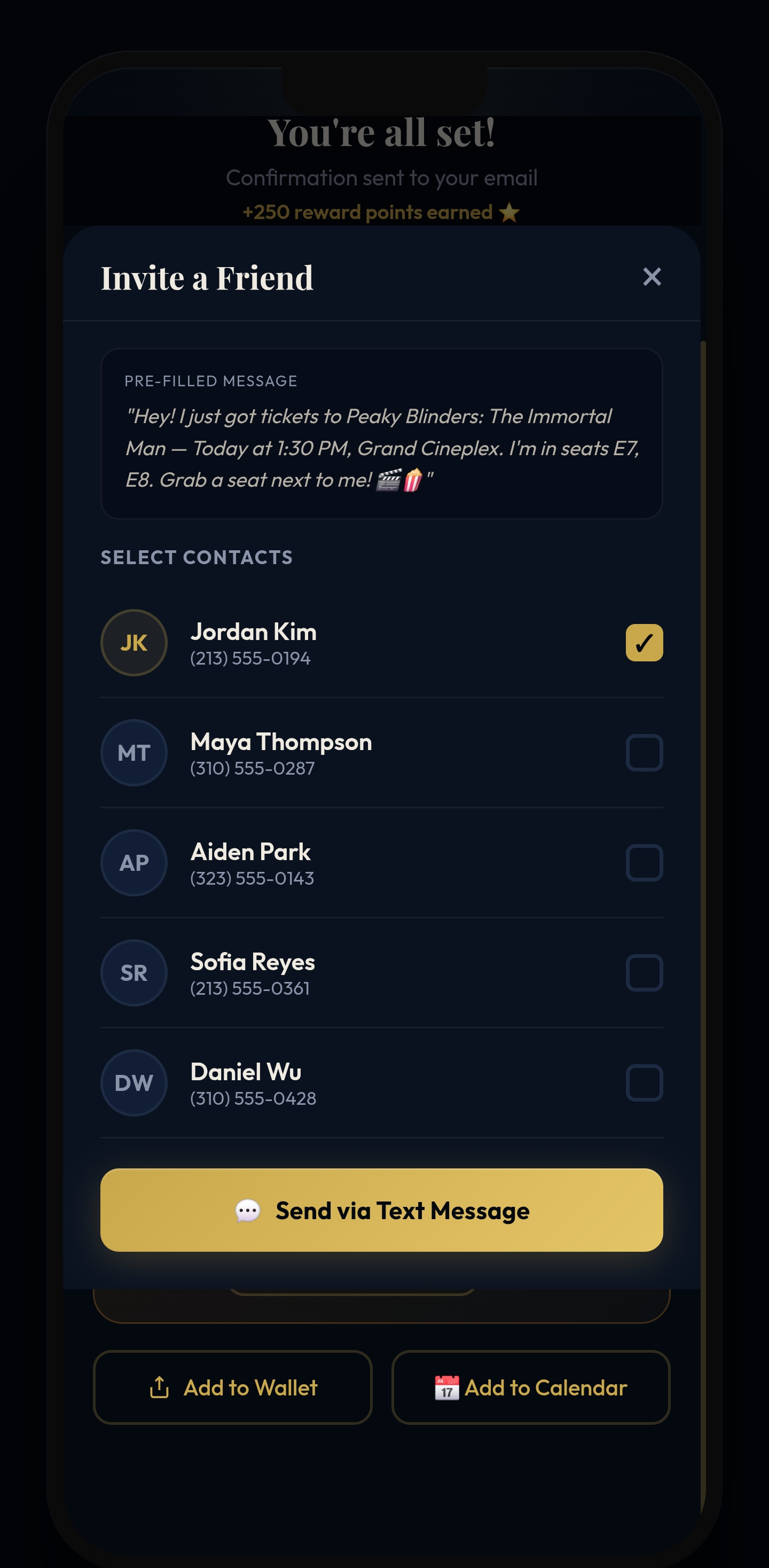 Post-purchase hub — screen 2