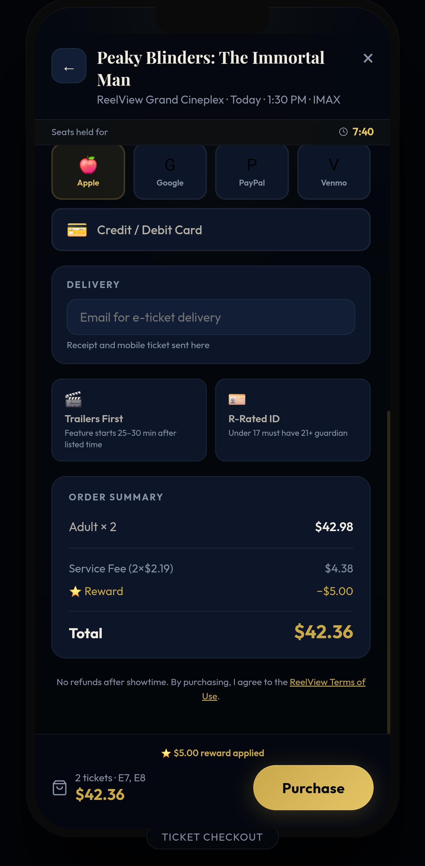 Rewards at checkout — screen 2