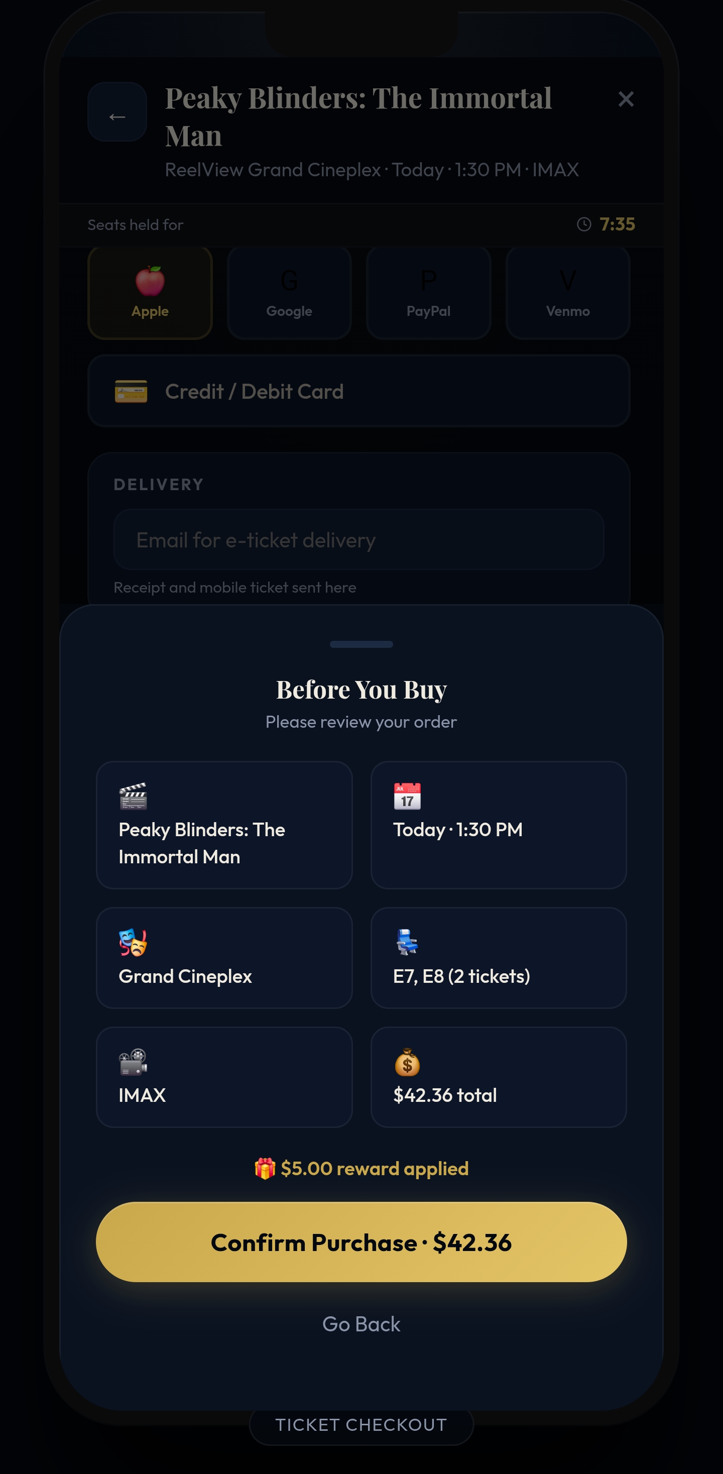 Rewards at checkout — screen 3