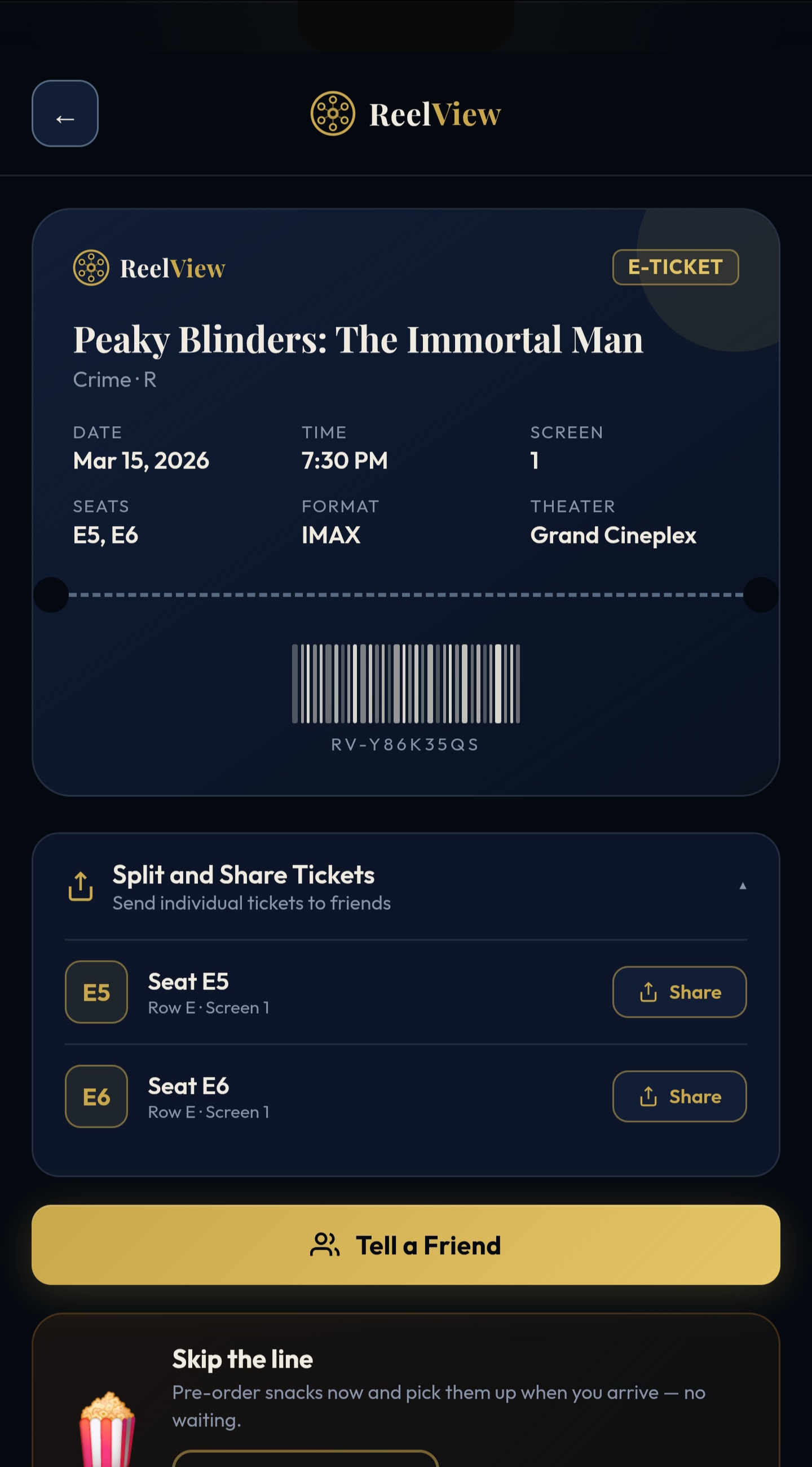 Split and Share Tickets — screen 1