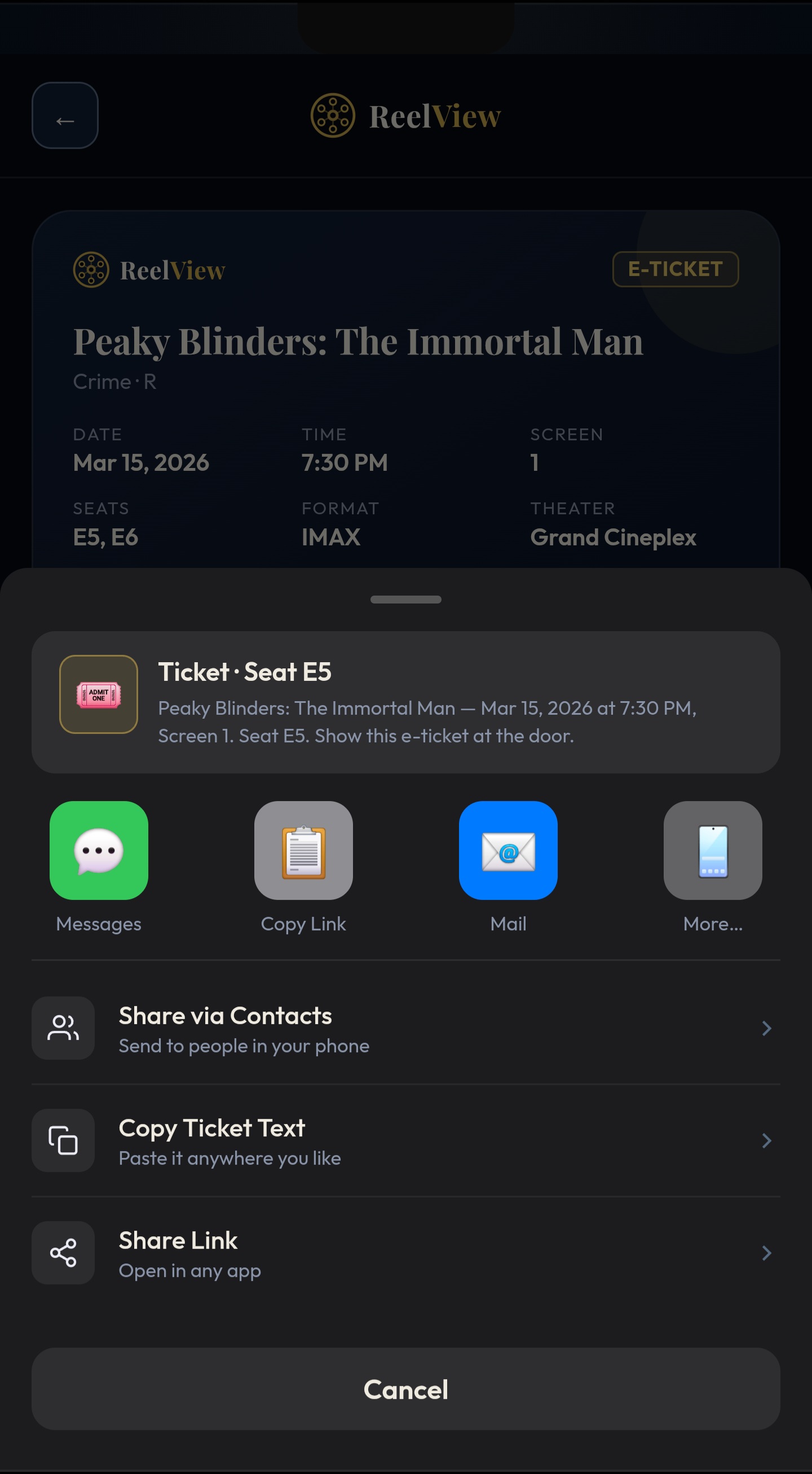 Split and Share Tickets — screen 2