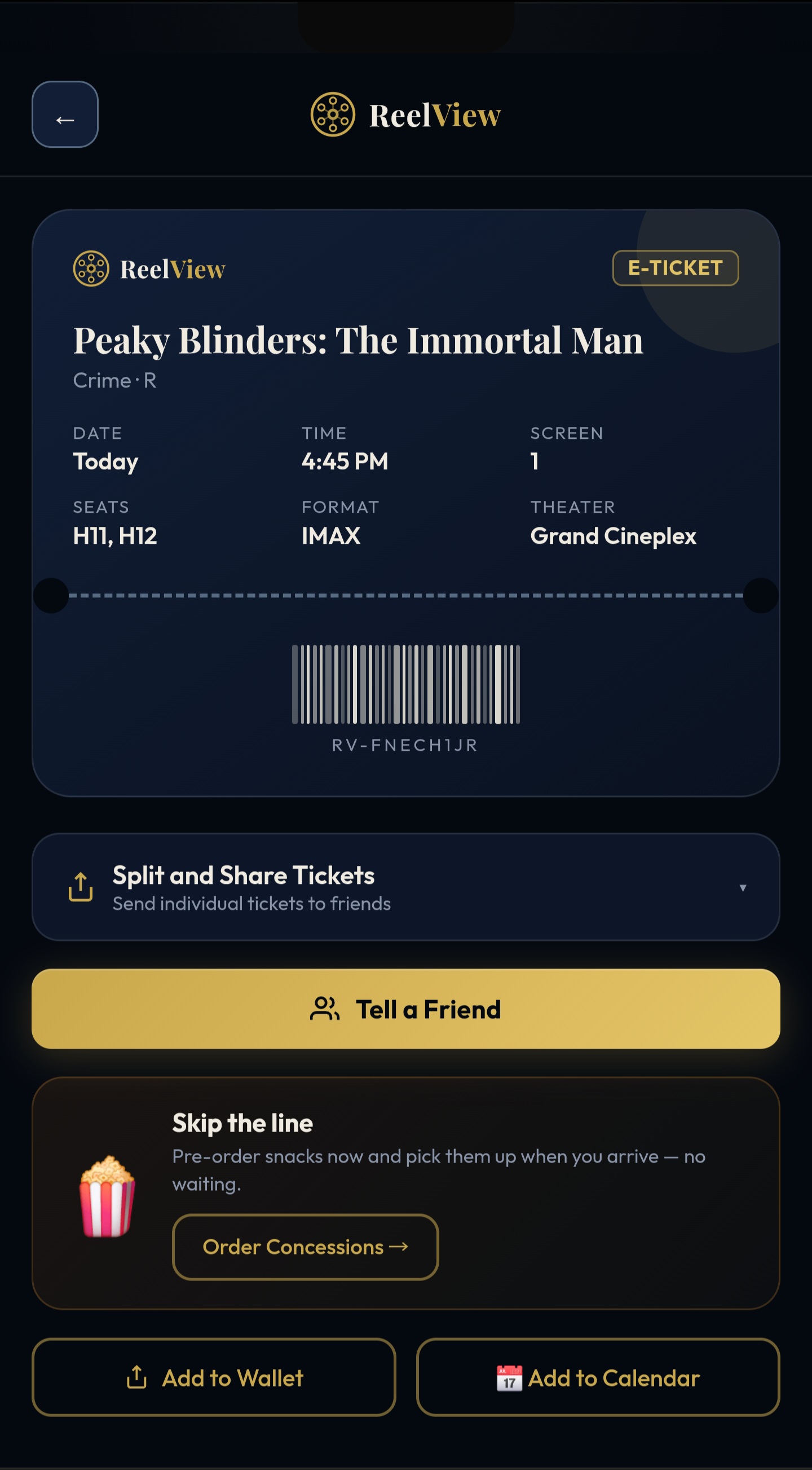 Ticket confirmation after — screen 3