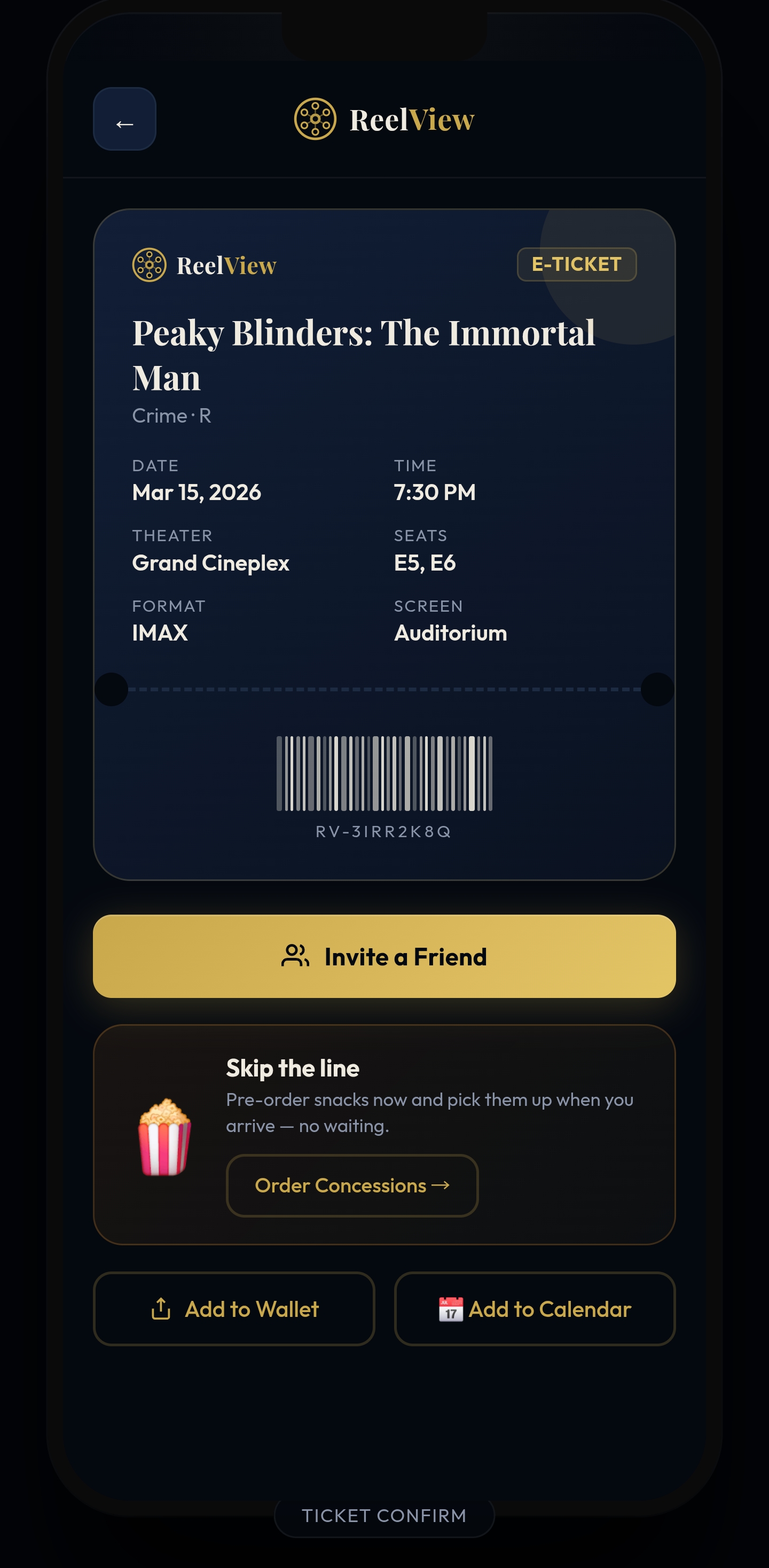 Ticket confirmation before — screen 3